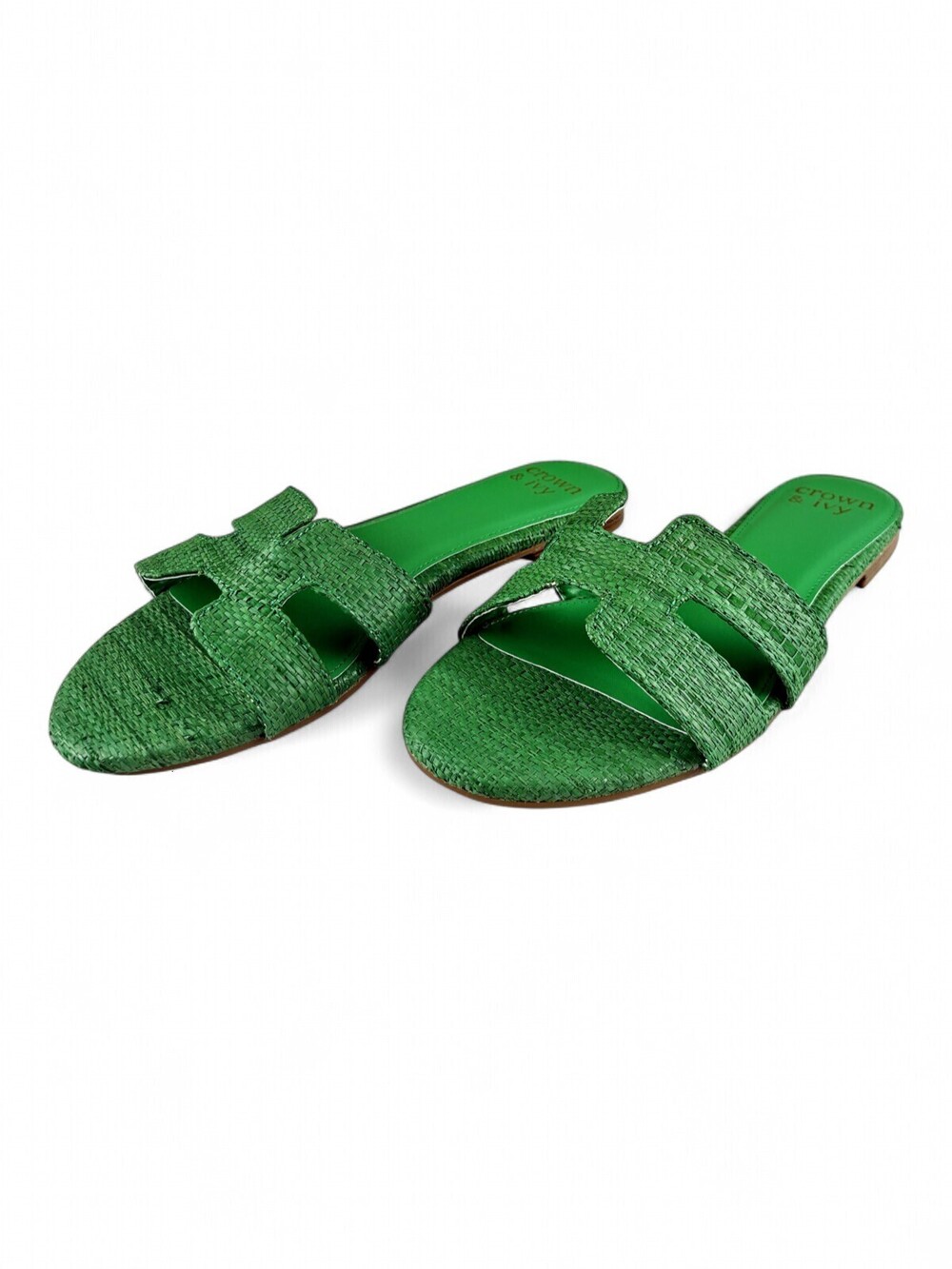 Crown & Ivy Green Woven Slide Sandals Size 8.5